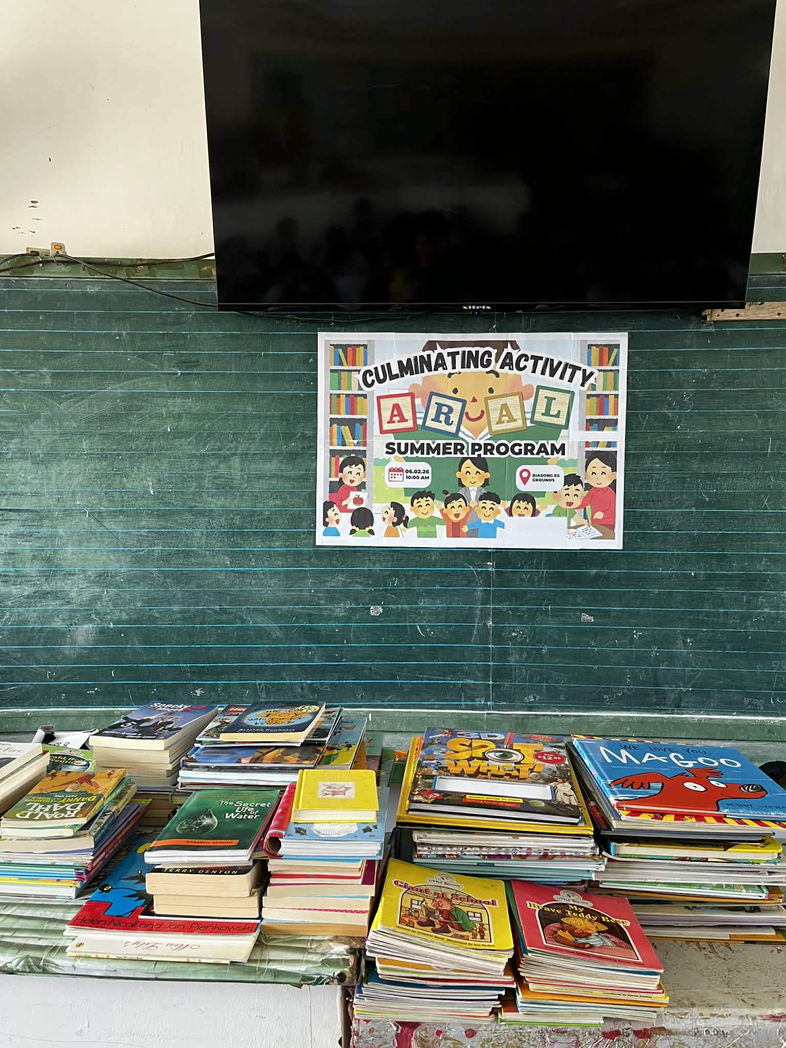Books collected and donated to help rebuild learning resources at Biasong Elementary School